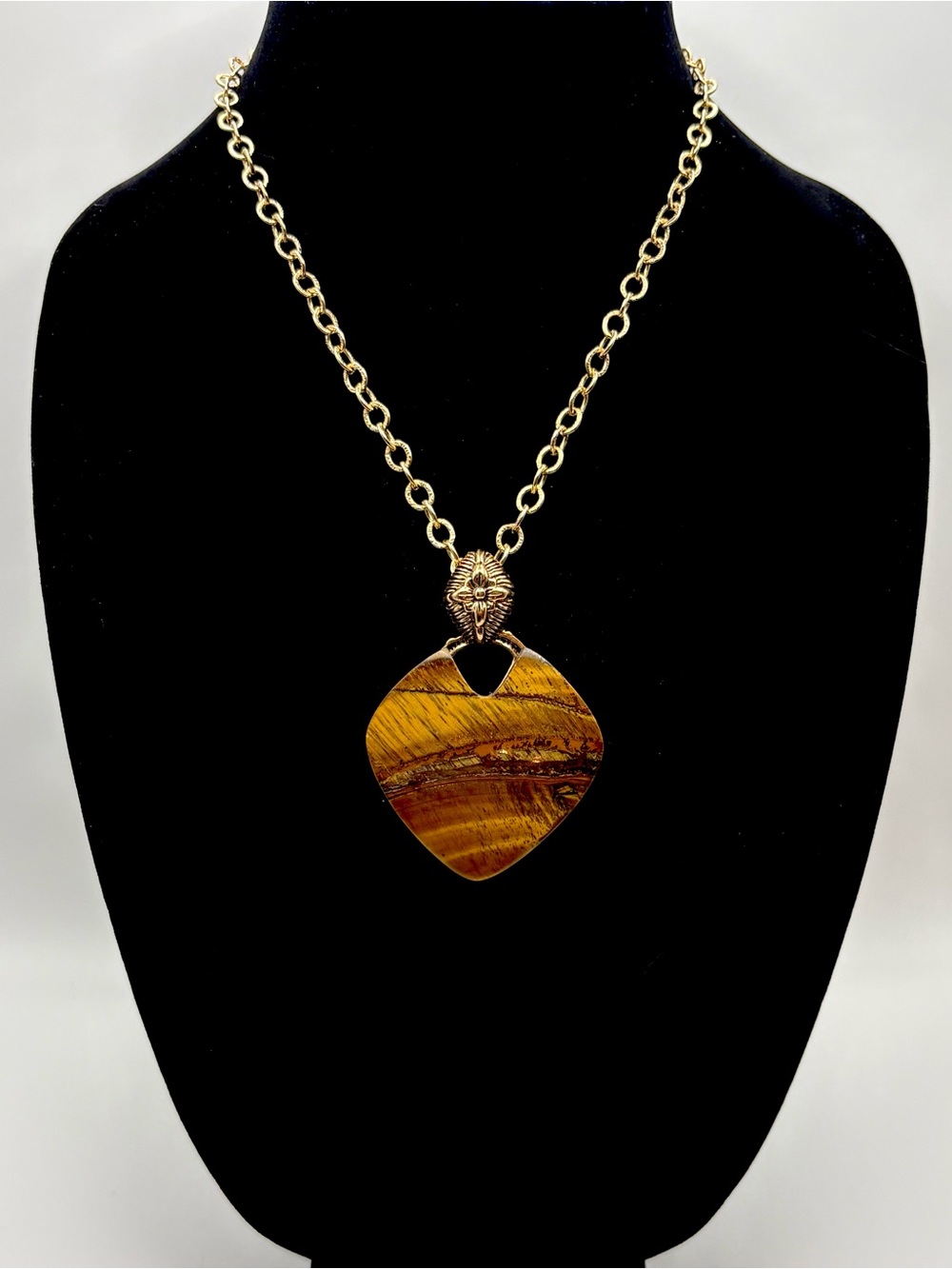 Studio Barse Natural Tiger’s Eye Southwestern Style Pendant Necklace